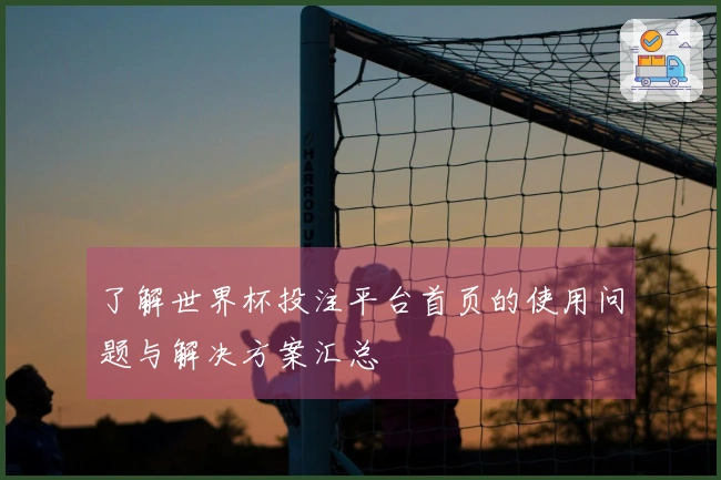 了解世界杯投注平台首页的使用问题与解决方案汇总